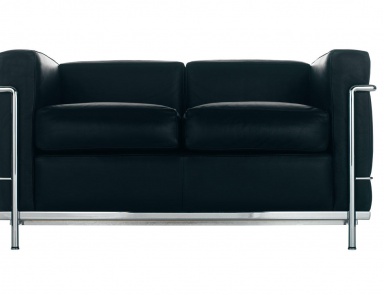 Двухместный диван на хромированном каркасе LC2, Cassina (двухместное кресло)